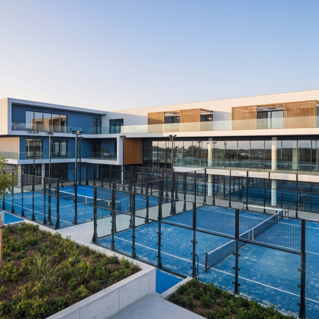 Complexo esportivo de luxo com quadras de padel e tênis